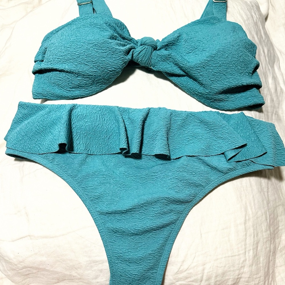 Teal Textured Bikini Set 1X 2X 16 18 20 22 Time Tru